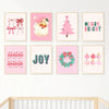 Modern Simple Wall Art Pink Christmas Tree Father Christmas HD Canvas Print Poster Home Living Room Bedroom Decoration
