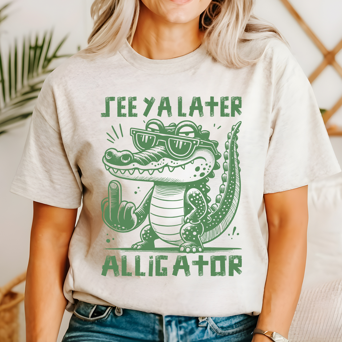 See You Later, Alligator Crude Middle Finger Bold Edgy Provocative Statement Graphic Tee