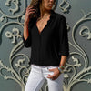 Women's summer outdoor long-sleeved lapel solid color versatile shirt fashion casual ladies single-breasted cardigan tops
