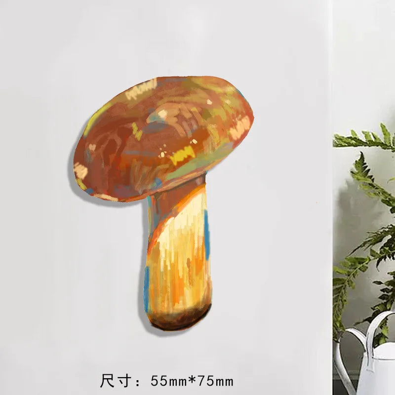 Simulated Plant Mushroom Magnetic Refrigerator Sticker Creative Gift Simulated Leaf Flat Refrigerator Sticker Home Decoration