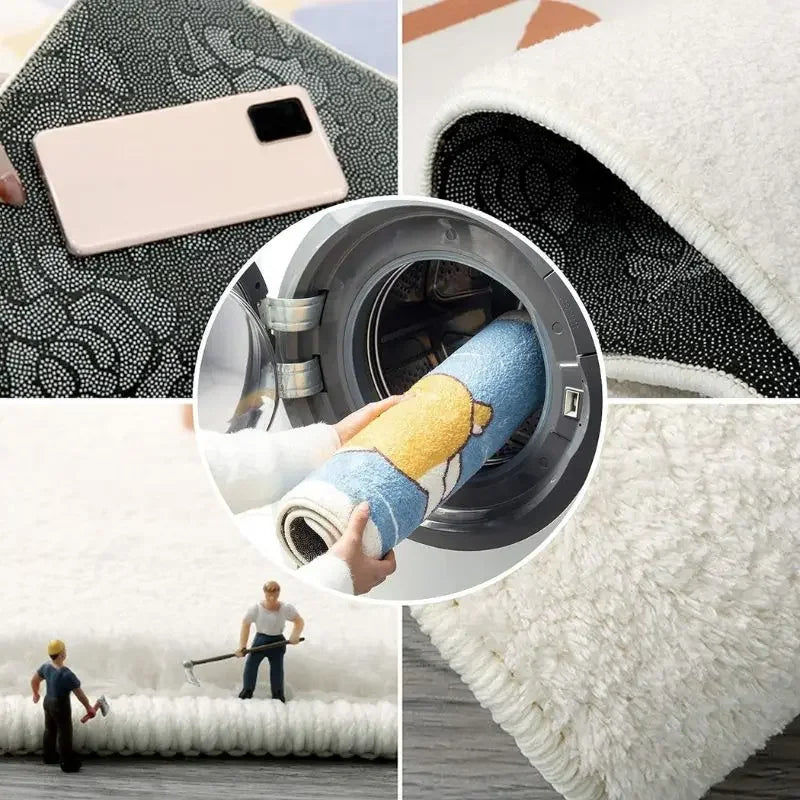 VIKAMA Red Letter Print Long Rug, Soft And Fluffy Bedroom Bedside Rug, Room Game Accessory Decorative Pad, Home Decoration