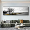 Modern, Minimalist, Wall Art, Landscape Seaside Goldenwood Bridge, Canvas Print Poster, Home Living Room Backdrop Decoration