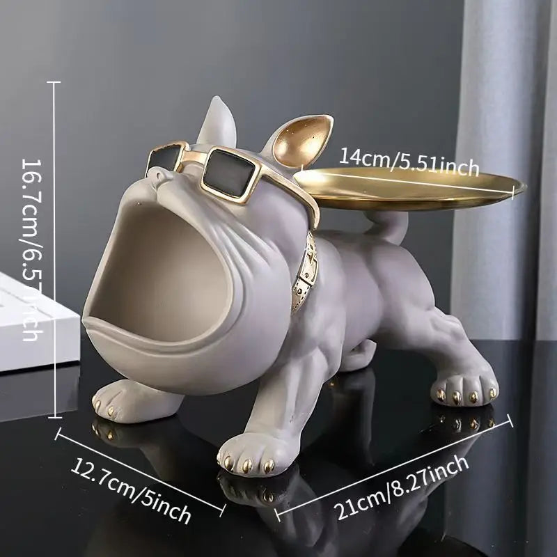 Resin Bulldog Statue With Zinc Alloy Handcrafted Pet Decor Figurine for Home Desk Bookshelf Men Women Storage Key Holder Jewelry