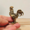 Elegant Brass Rooster Figurine - Intricate Golden Animal Decor for Home, Office, or Gift, Detailed Feathers & Comb, Rustic Table
