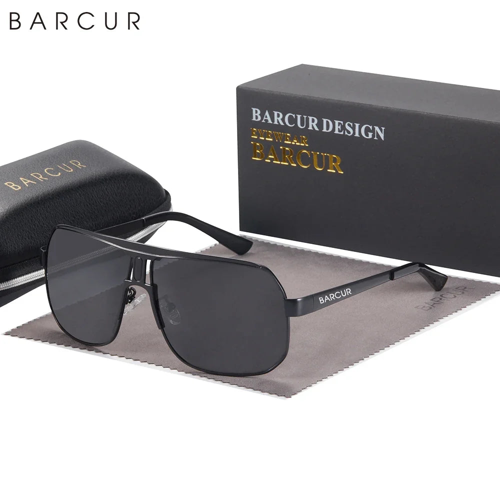 BARCUR Polarized Sunglasses for Men – Trendy UV400 Gradient Lens Oval Comfortable Frame Sports Driving Hiking Fishing Outdoor Fashion Eyewear with Durable Stainless Steel Frame – Casual Apparel Accessory Gift for Him
