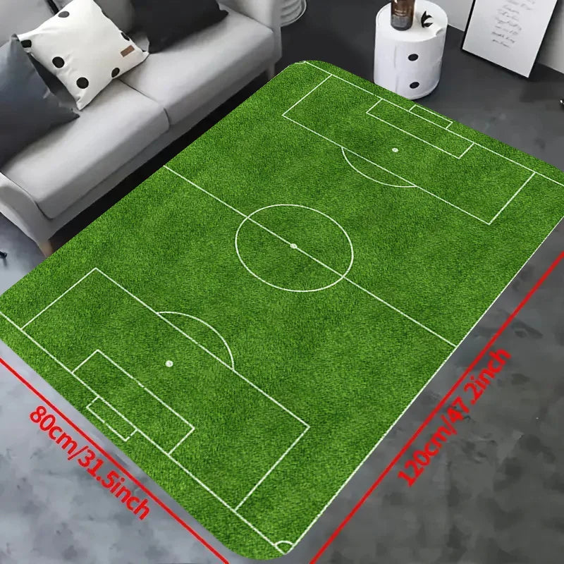 VIKAMA Football Field Area Rug, Soft Anti-Slip Sports Field Game Mat, Living Room Bedroom Anti-Slip Floor Mat Home Decor