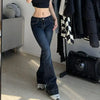 New y2k Flare Jeans Vintage Low Waisted Cute Trousers Aesthetic Streetwear Casual Cargo Pants Women Korean Distressed Jean