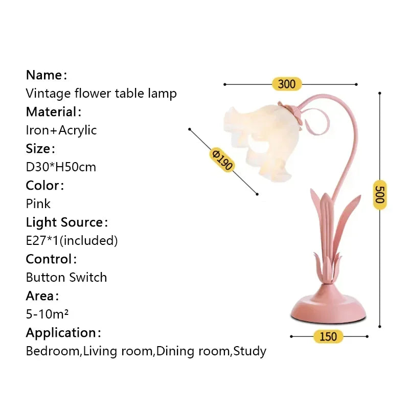 French Romantic Flower Desk Lamp Retro Atmosphere Sense Bedside Table Lights Cream Style Pastoral Country for Home Bedroom