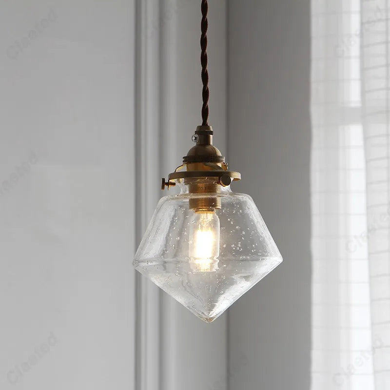 European-style Simple Retro LED Glass Chandelier Restaurant Living Room Aisle Balcony Bedside Decorative Lighting