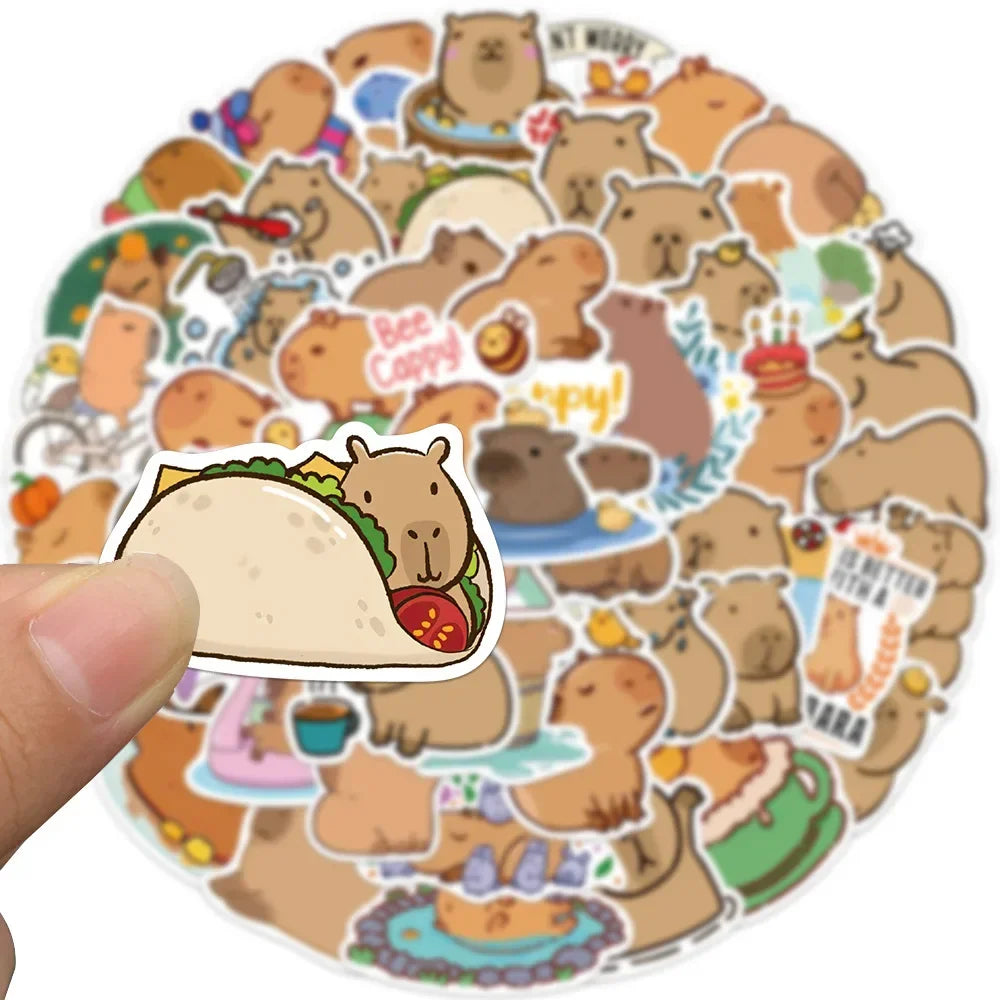50PCS Cartoon Cute Animals Plump Capybara Graffiti Stickers Scrapbook Laptop Phone Luggage Diary Waterproof Sticker Toys