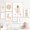 Kawaii Angel Girls Rabbit Sun Rainbow Cloud Cartoon Children Posters Canvas Painting Wall Art Print Picture Baby Kids Room Decor