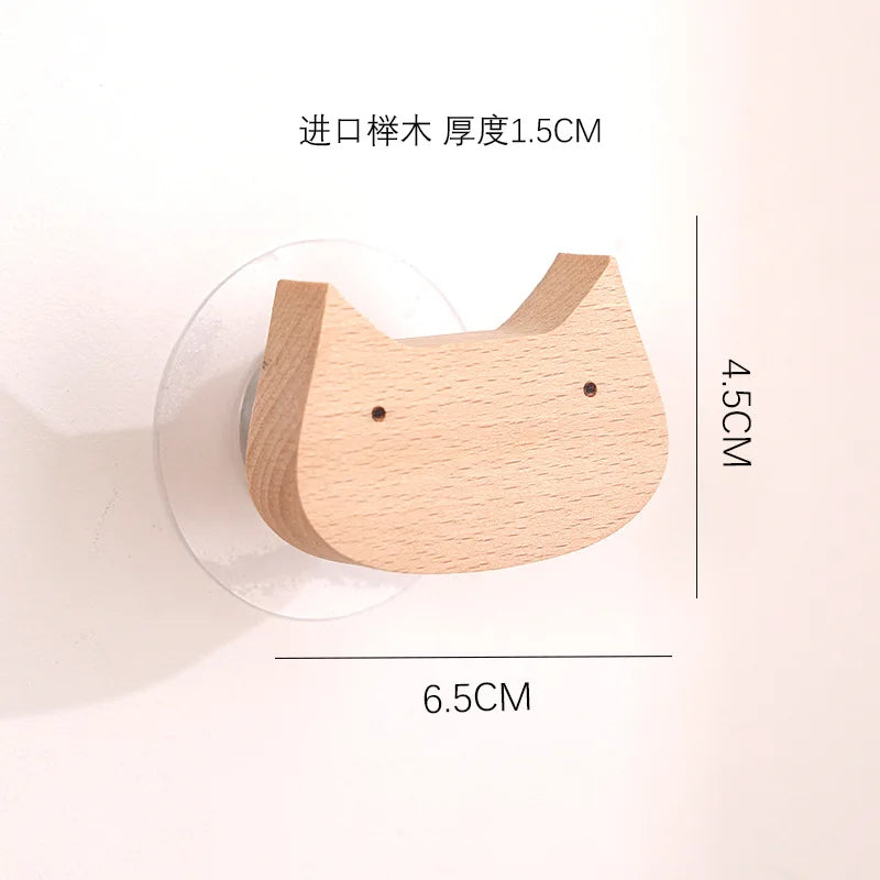 Star Moon wooden decoration Hooks Cute Cartoon animal adhesive wall omnipotent Hooks key holder for the wall home and decoration