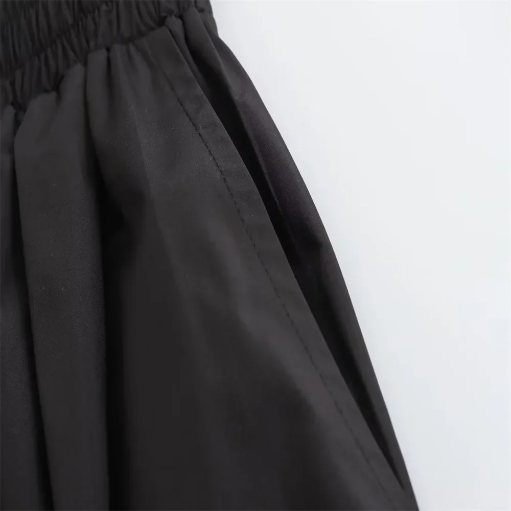 Mooyufon 2025 Women's temperament versatile loose and casual solid color high waisted skirt medium length A-line skirt