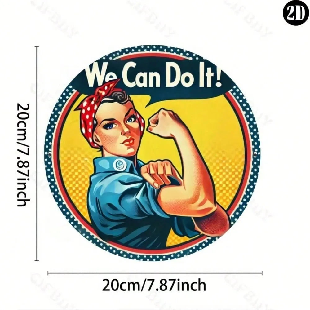 Rosie The Riveter Metal Sign "We Can Do It" Retro Wall Art Aluminum Plaque Home Decor