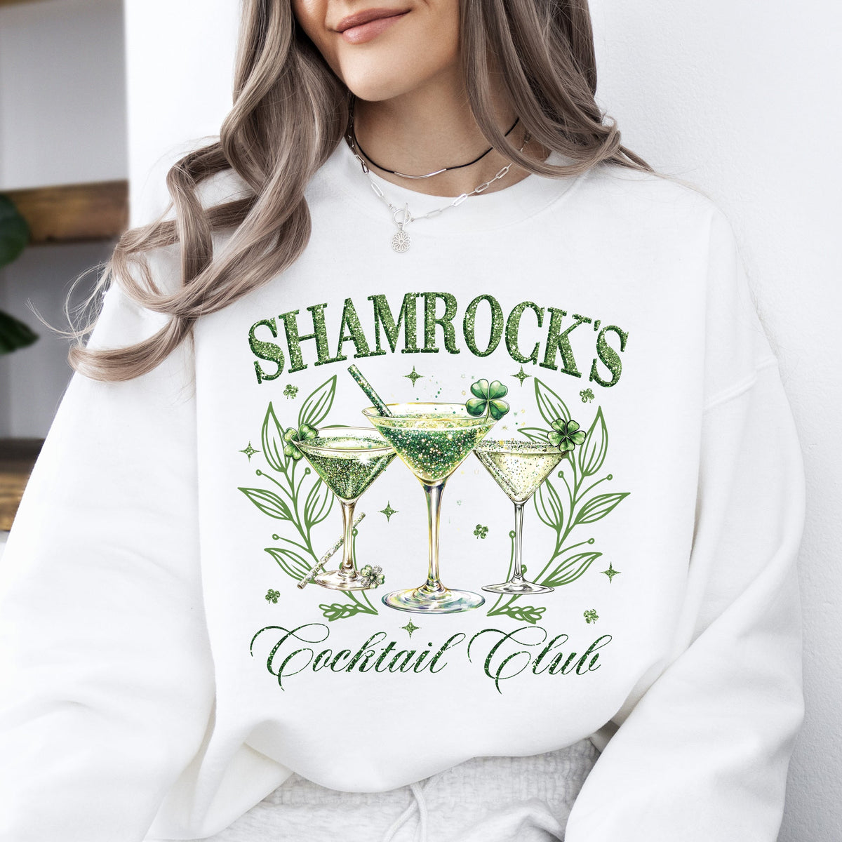 Shamrock's Cocktail Club St Patrick's Day Shamrock Clover Leprechaun Celebration Sweatshirt