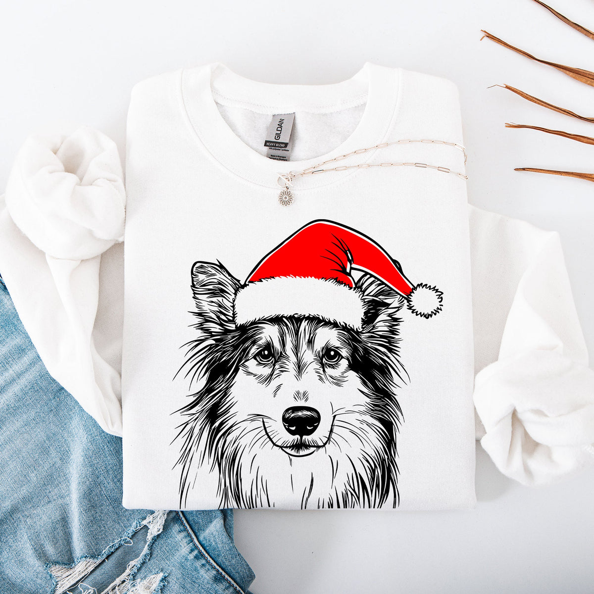 Sheltie Santa Claus Shetland Sheepdog Christmas Dog Lover Festive Cozy Sweatshirt