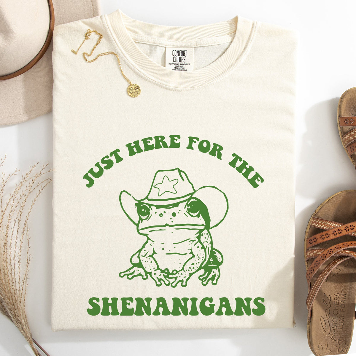Shenanigans Frog Sheriff St Patrick's Day Shamrock Leprechaun Charm Comfort Colors Tee