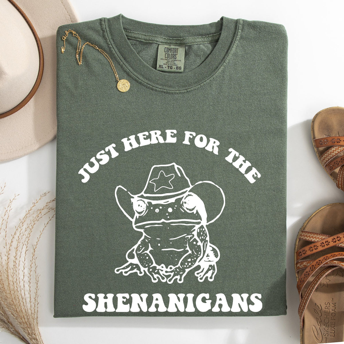 Shenanigans Frog Sheriff St Patrick's Day Shamrock Leprechaun Charm Comfort Colors Tee