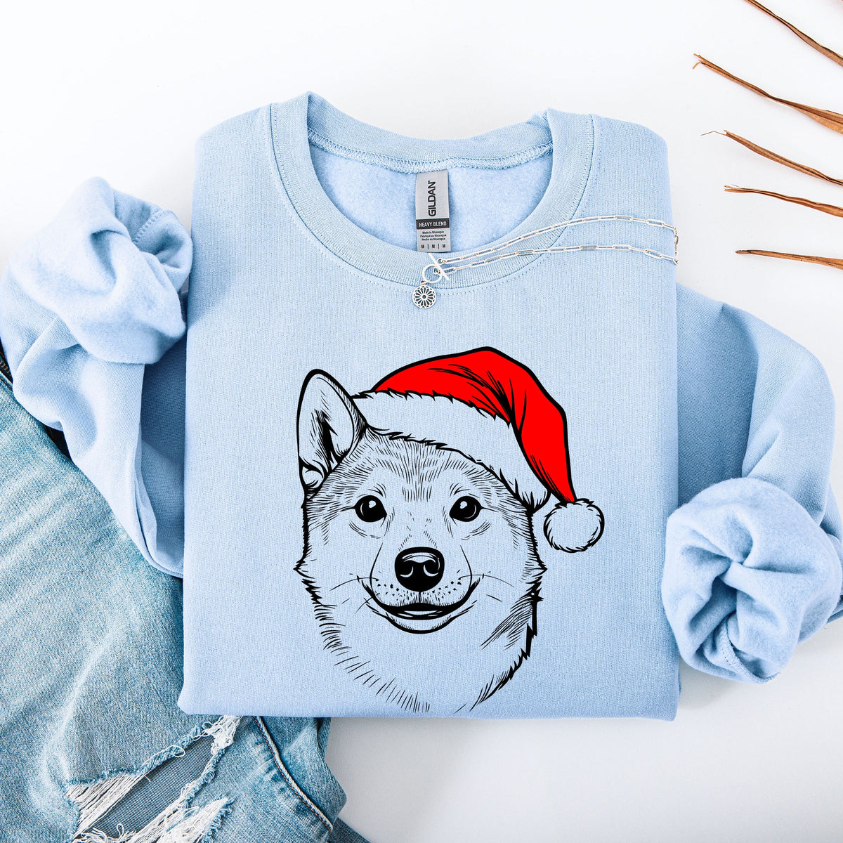 Shiba Inu Santa Claus Christmas Dog Lover Pet Portrait Holiday Joyful Sweatshirt