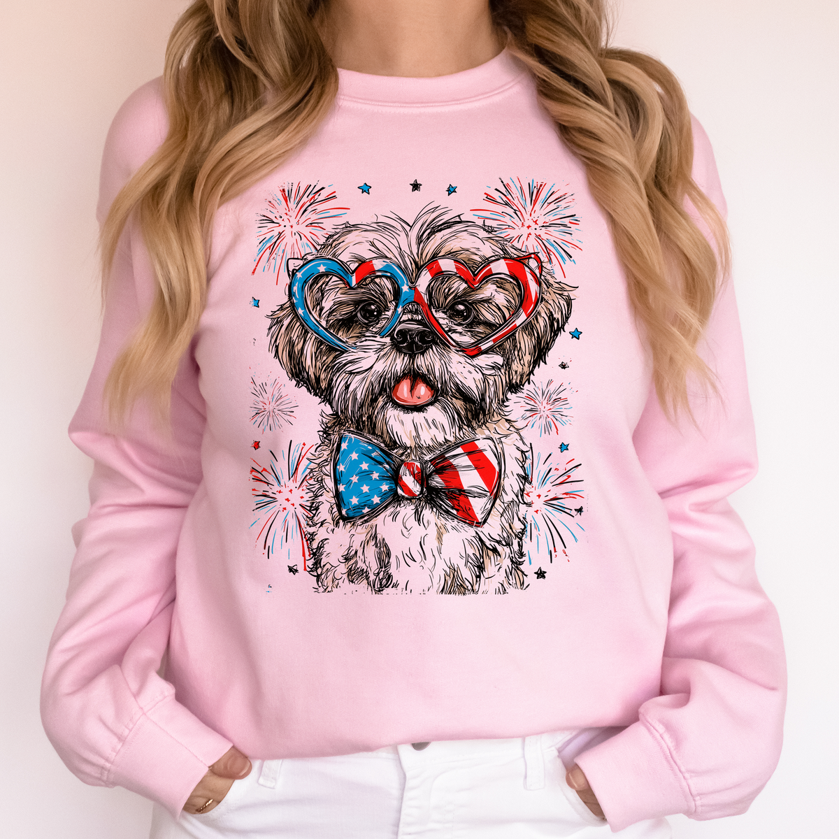 Shih Tzu Patriotic Dog USA America Pet Lover 4th Of July Independence Day Celebration Sweatshirt