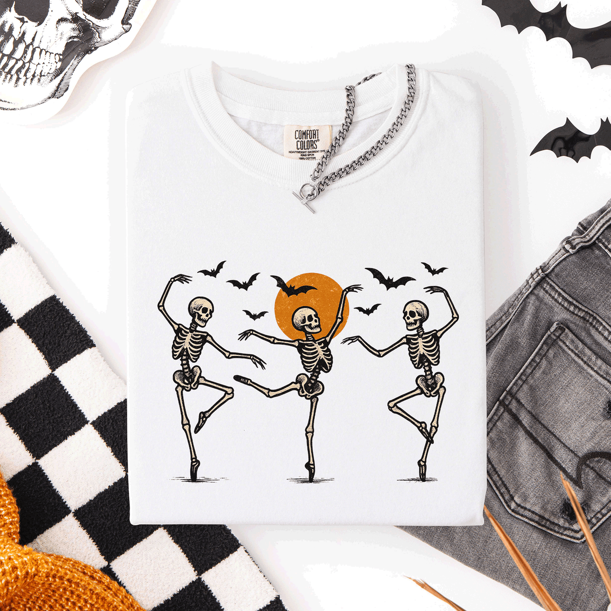 Skeleton Dancers Halloween Night Parade Of Spooky Silhouettes Comfort Colors Tee