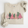 Sketched Christmas Trees And Christmas Heart Festive Winter Scene With Joyful Holiday Glow Sweatshirt
