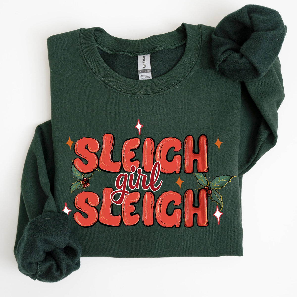Sleigh Girl Sleigh Christmas Holly Retro Santa Xmas Festive Holiday Vintage Sweatshirt
