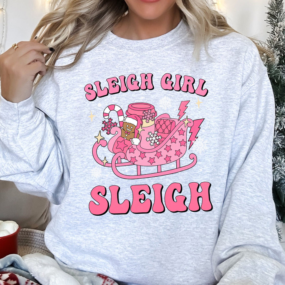 Special Edition Sleigh Girl Sleigh Christmas Retro Cozy Vintage Holiday Graphic Sweatshirt