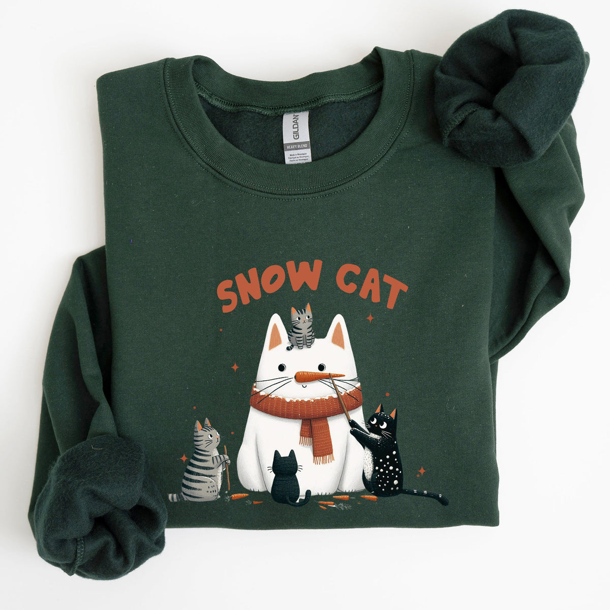 Snow Cat Snowman Cats Christmas Winter Festive Cozy Sweatshirt For Holiday Season