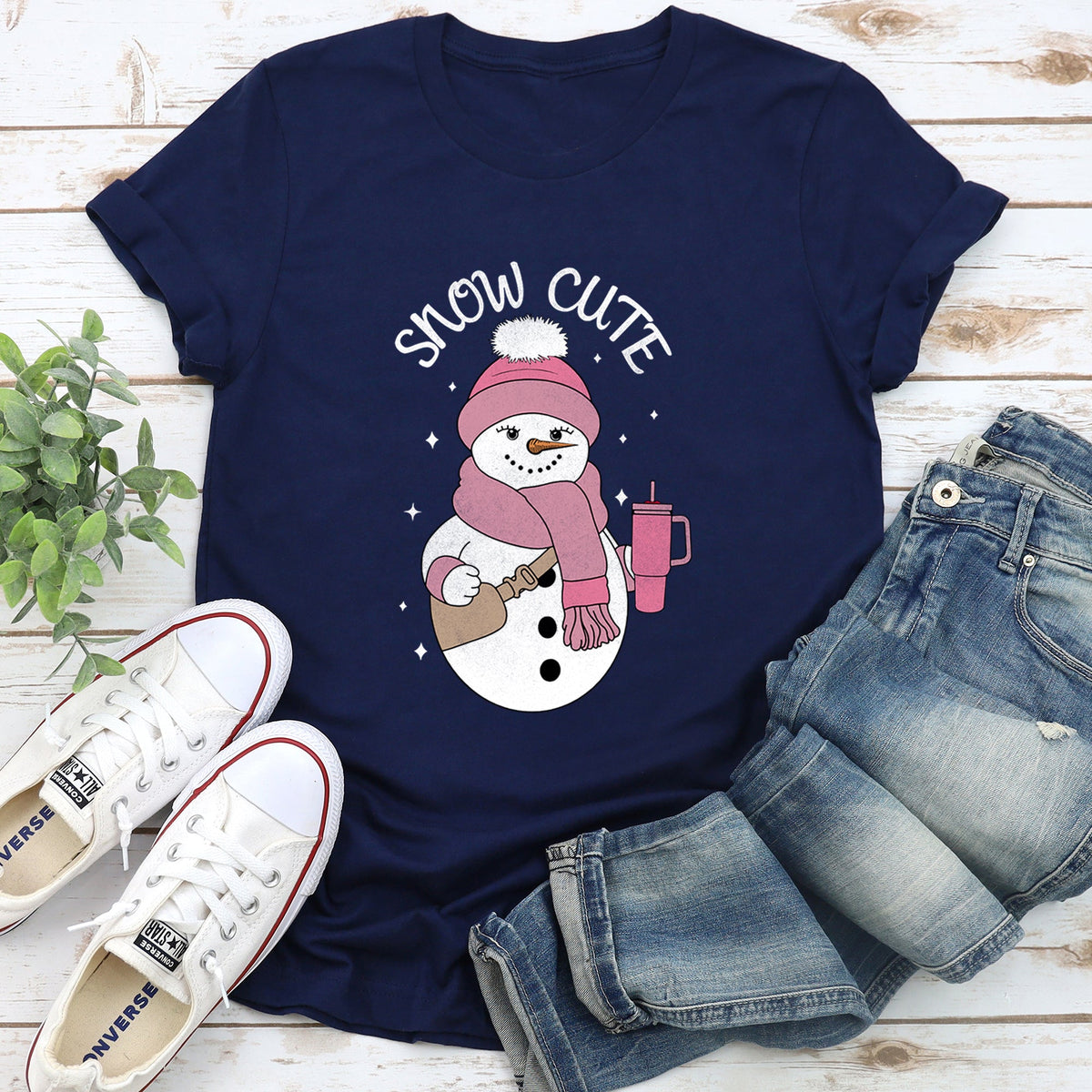 Snow Cute Bougie Snowman Christmas BooJee Holiday Edition Seasonal Collection Graphic Tee