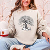 Snowman Dog Christmas Holiday Scene Retro Snowflake Pet Portrait Graphic Sweatshirt