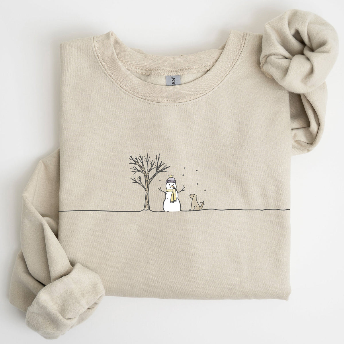 Snowman, Dog, Christmas, Winter, Santa, Xmas, Snow Graphic For Winter Holidays Sweatshirt