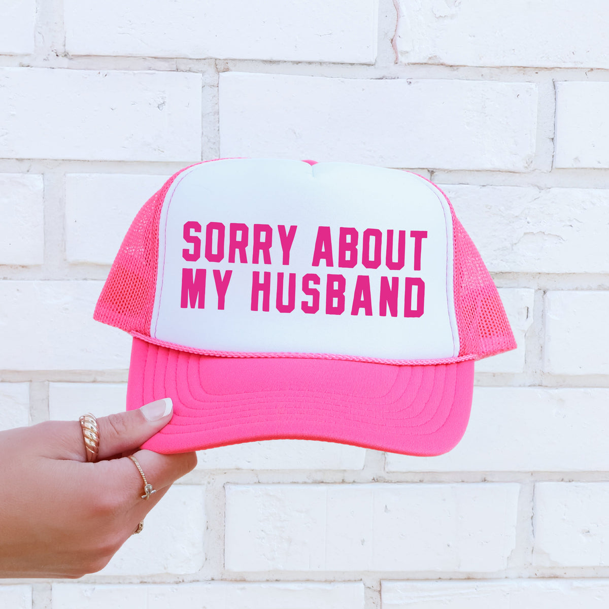 Sorry About My Husband Sassy And Funny For Everyday Wear Premium Snapback Trucker Hat