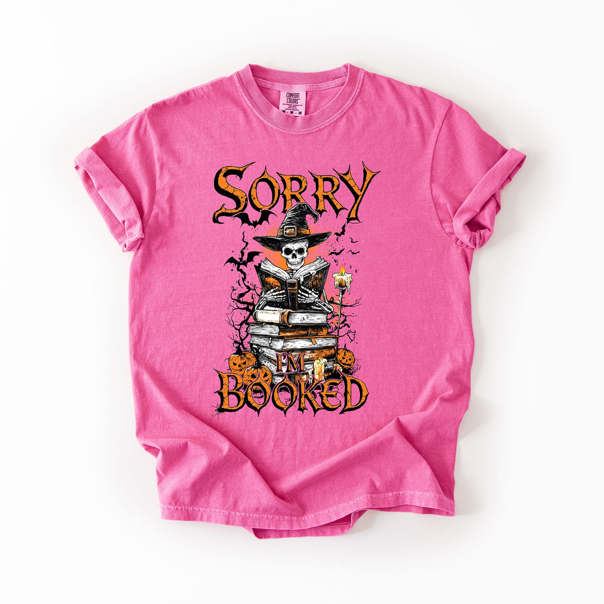 Sorry I'm Booked Skeleton Halloween Library Reading Edition Exclusive Comfort Colors Tee
