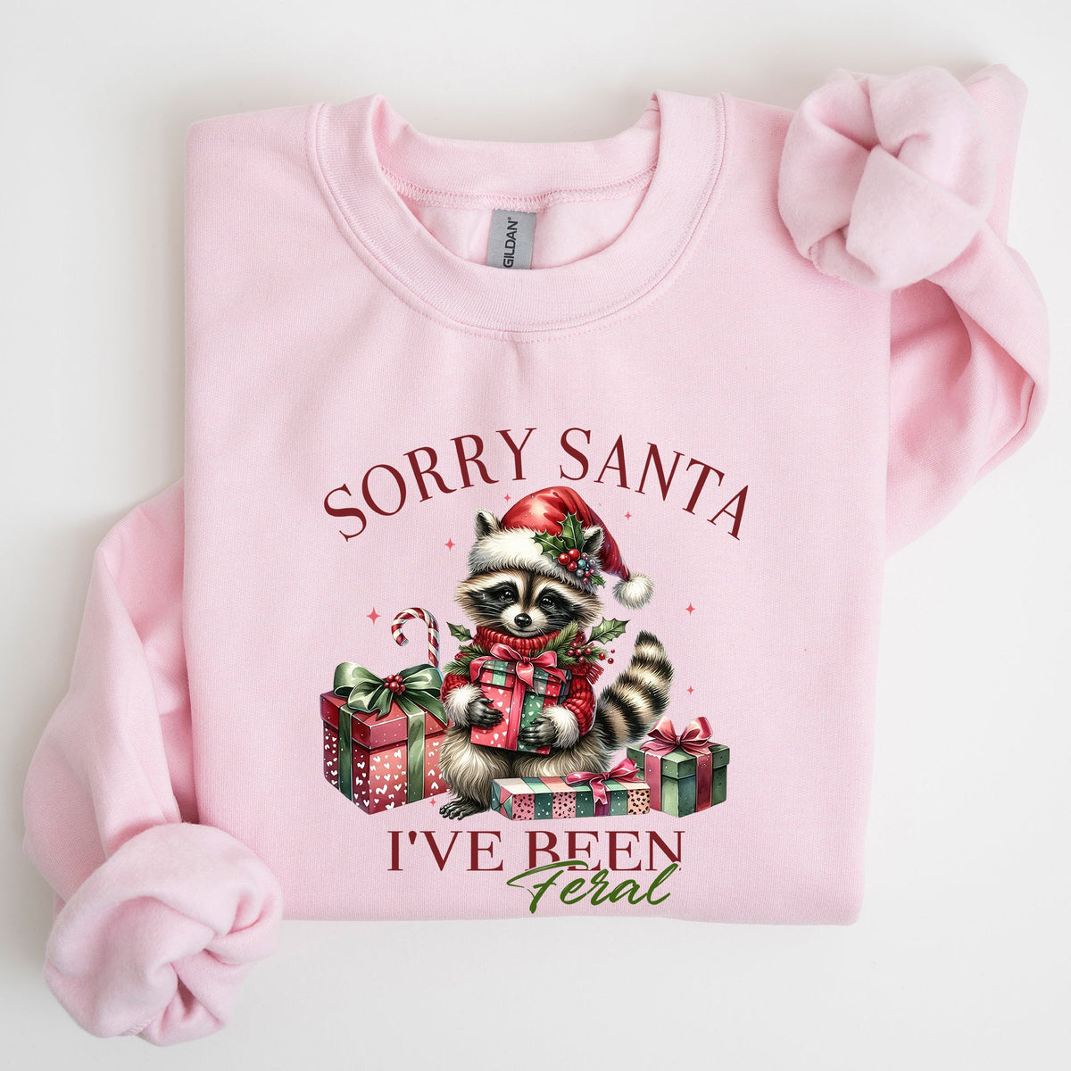 Sorry Santa, I've Been Feral Raccoon With Presents For Christmas Holiday Sweatshirt