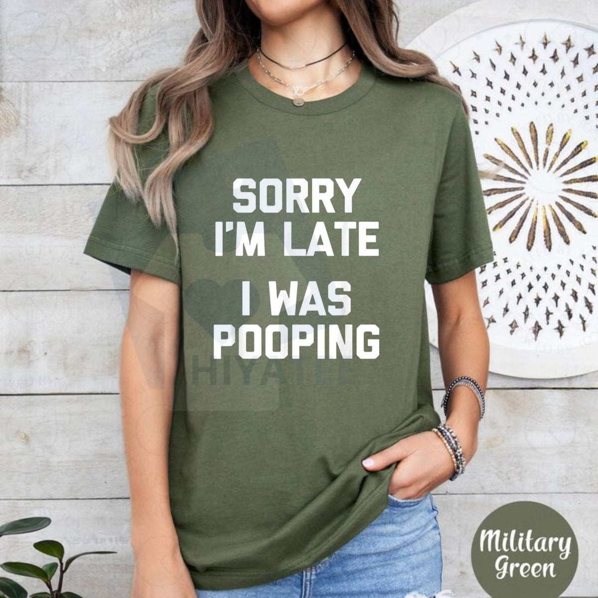 "Sorry I'm Late, I Was Pooping" T-Shirt – Funny Sarcastic Cotton Tee