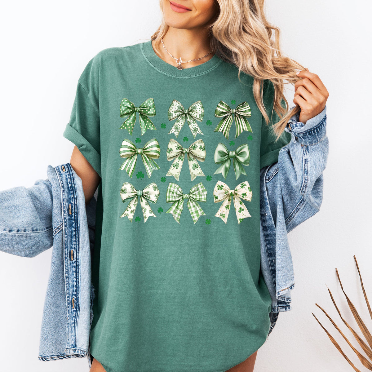 St Patrick's Coquette Bows, Ribbons, St Patrick's Day, Shamrock, Clover, Lucky, Leprechaun Comfort Colors Tee