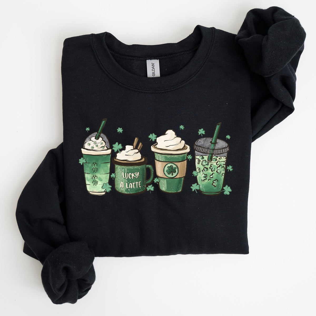 St Patrick's Day Coffee Drinks Cozy Sweatshirt For Coffee Lovers Festive Irish Spirit