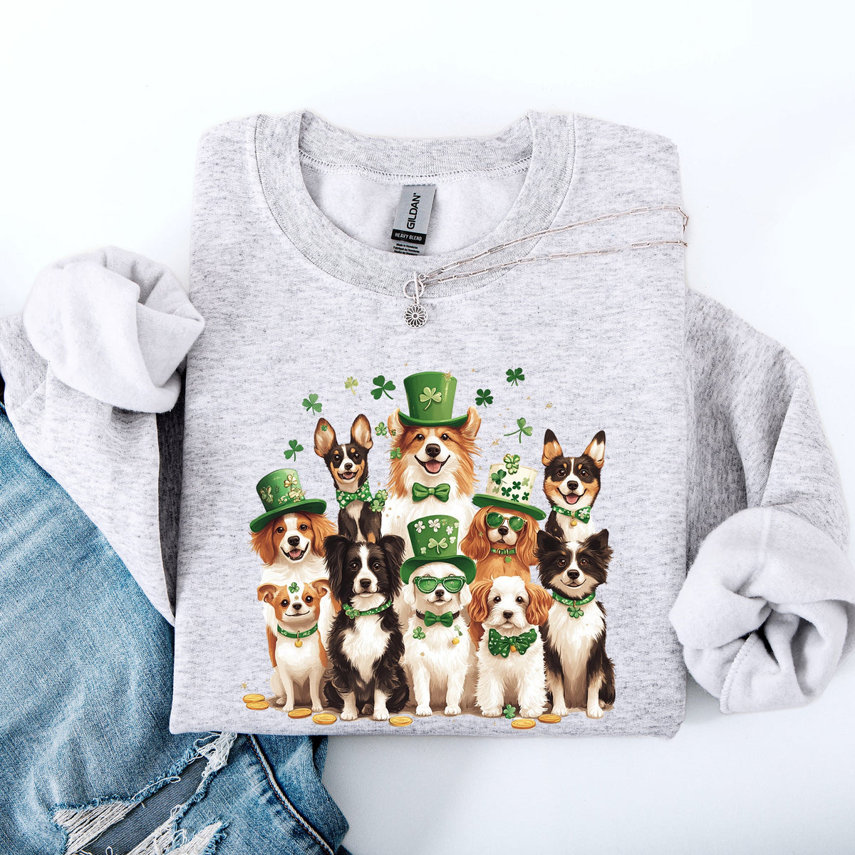 St Patrick's Dogs Adorable St Patrick's Day Shamrock Clover Lucky Leprechaun Sweatshirt