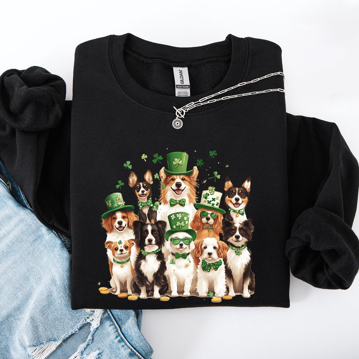 St Patrick's Dogs Adorable St Patrick's Day Shamrock Clover Lucky Leprechaun Sweatshirt