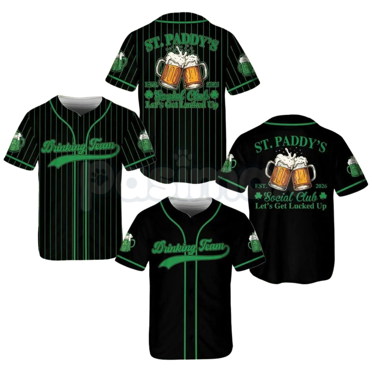 St Paddy’s Day Irish Beer Social Club Baseball Jersey – Lucky Shamrock Drinking Team Shirt