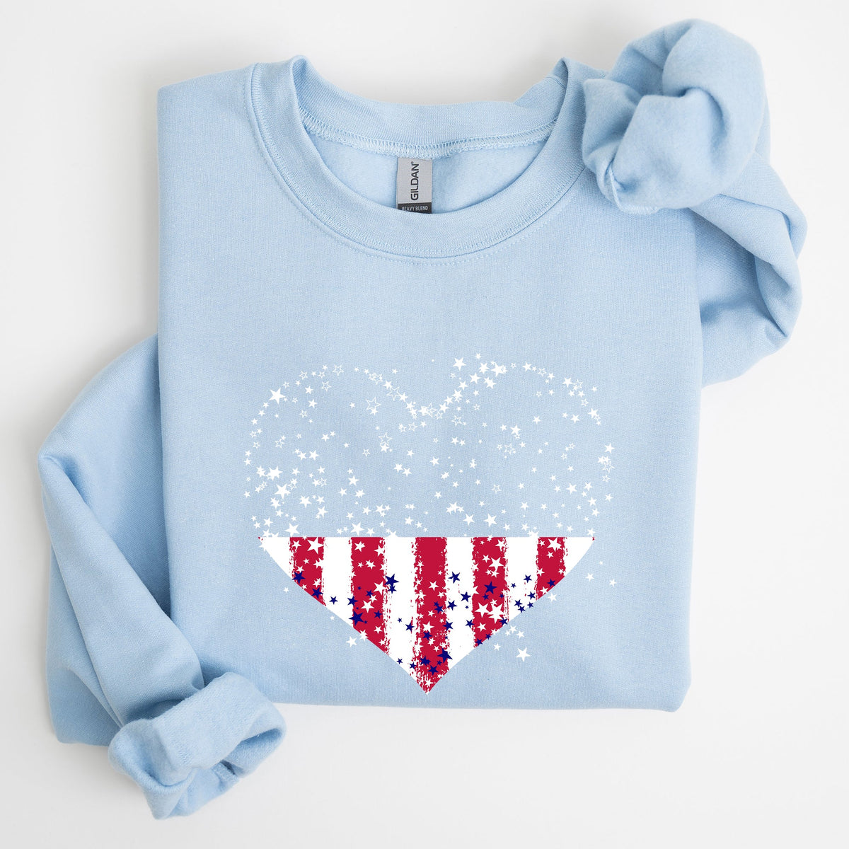 Star Hearts Red White Blue Fourth Of July Patriotic Celebration Edition Sweatshirt