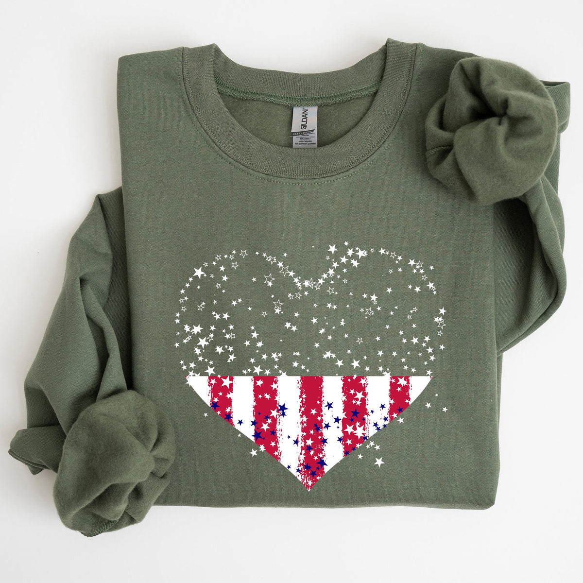 Star Hearts Red White Blue Fourth Of July Patriotic Celebration Edition Sweatshirt