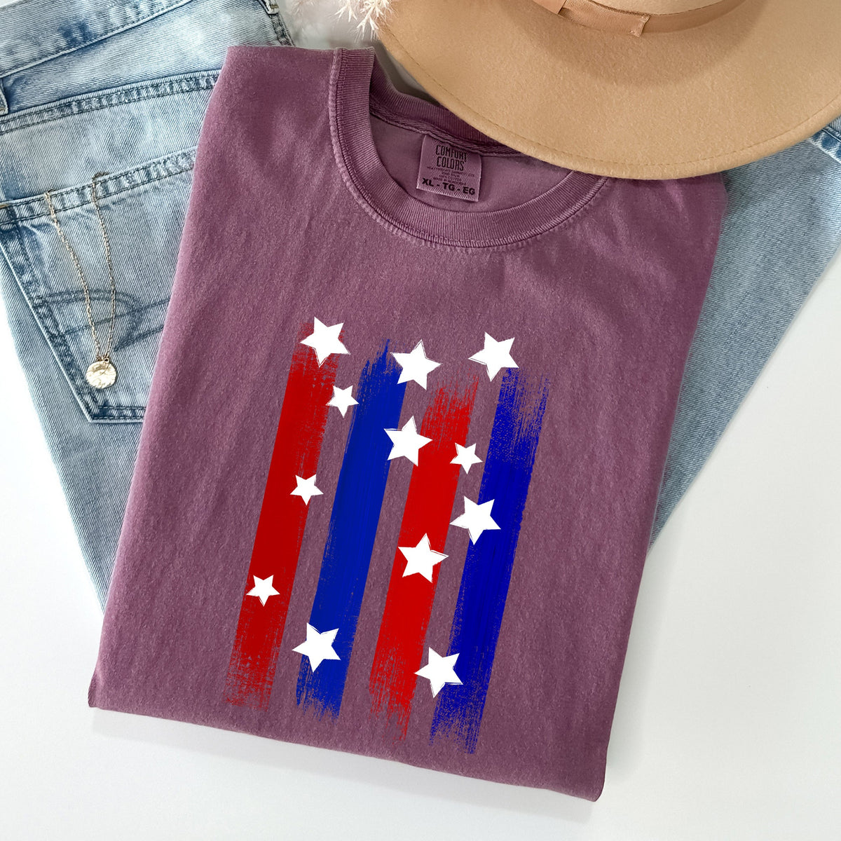 Stars Stripes Red White Blue Patriotic America Flag Design For Freedom Lovers Comfort Colors Tee