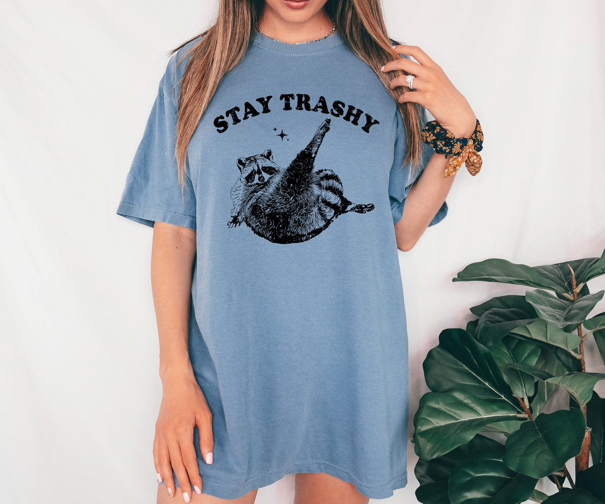 Stay Trashy Raccoon Meme Aesthetic Funny Original Artwork Edition Comfort Colors Tee