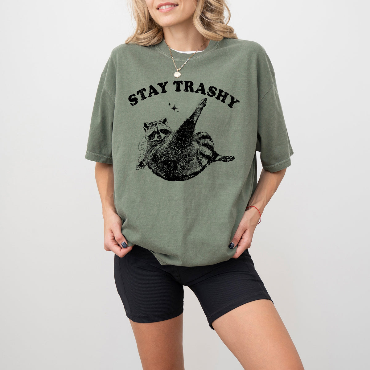 Stay Trashy Raccoon Meme Aesthetic Funny Original Artwork Edition Comfort Colors Tee