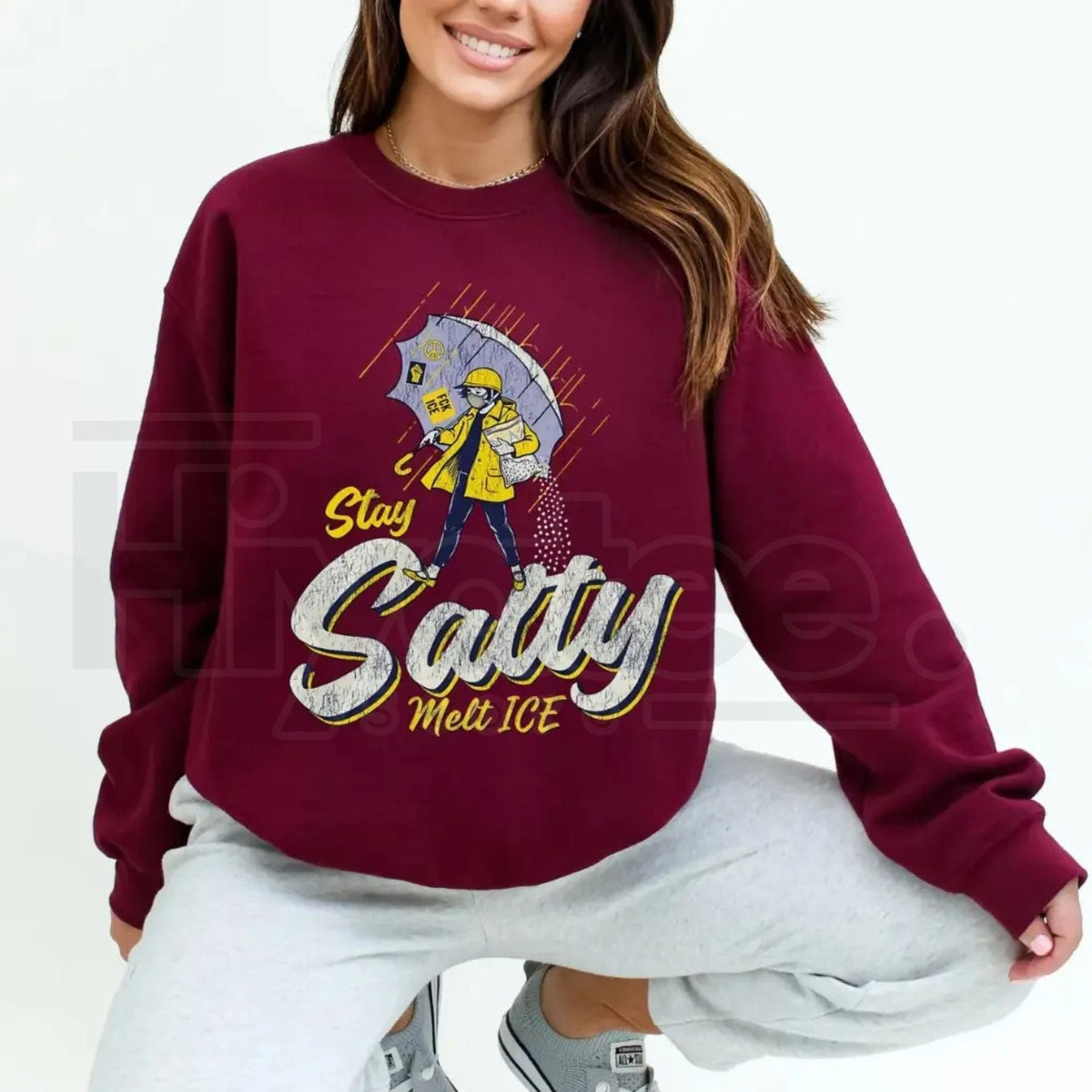 Stay Salty Anti ICE Crewneck: Protest Sweatshirt & Pro Democracy Top