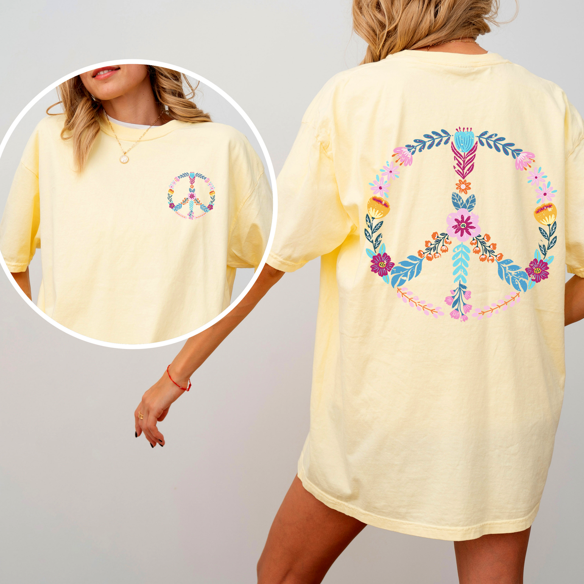 Summer Peace Floral Beachside Vibes With Positive Energy And Sunny Day Dreams Comfort Colors Tee