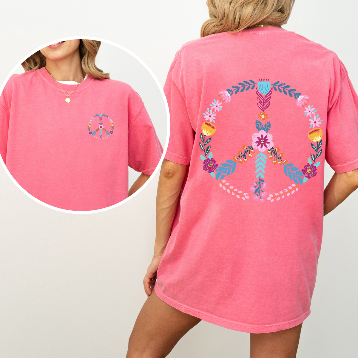 Summer Peace Floral Beachside Vibes With Positive Energy And Sunny Day Dreams Comfort Colors Tee