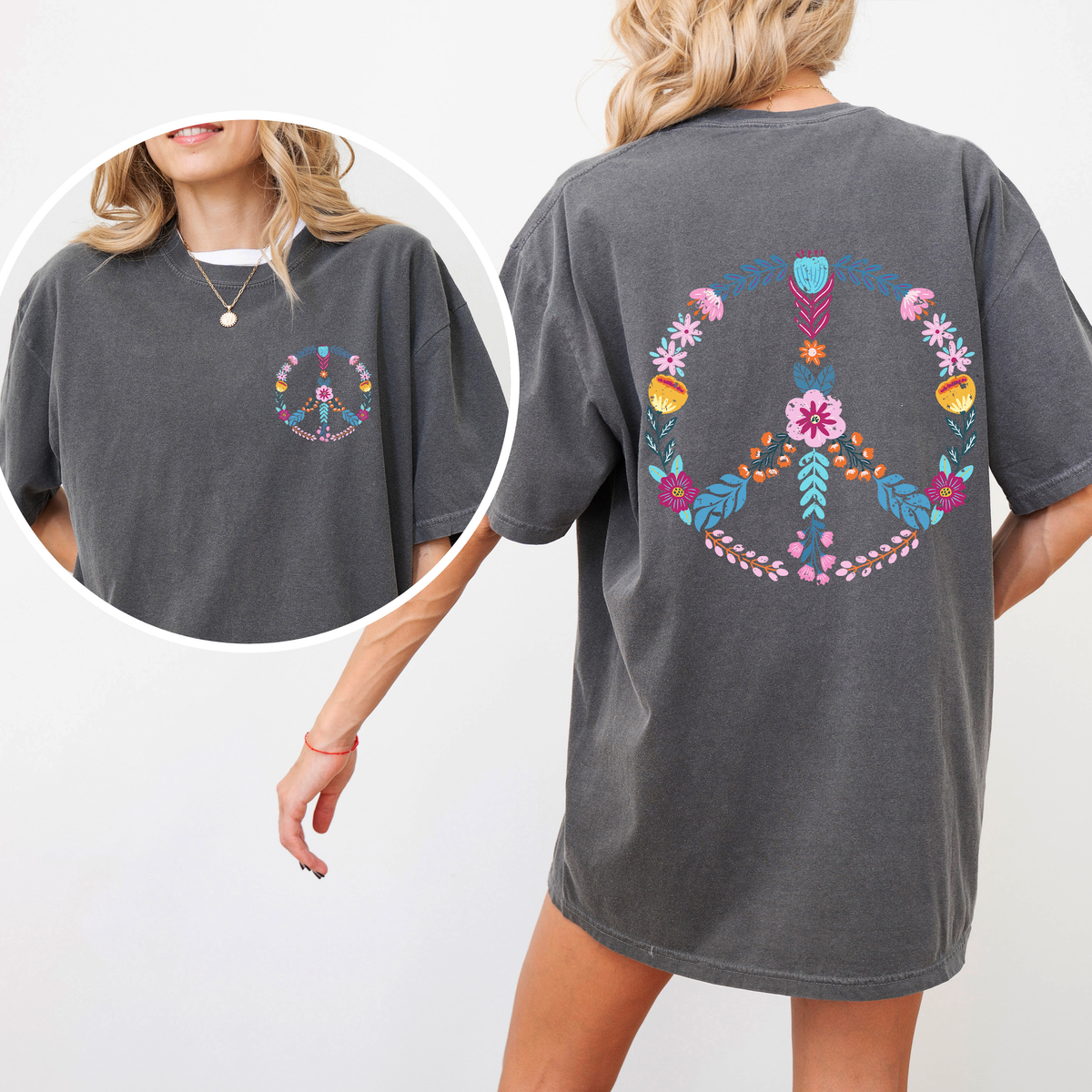 Summer Peace Floral Beachside Vibes With Positive Energy And Sunny Day Dreams Comfort Colors Tee